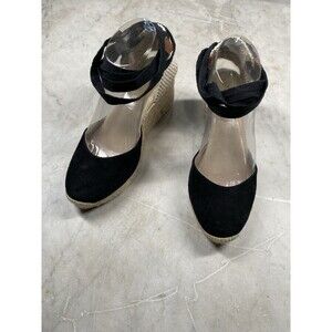 Boden Espadrille Wedge Sandals Women’s EU 37/US 6.5/7 Black Ankle Tie